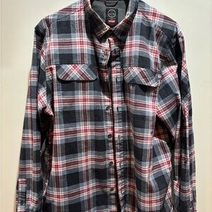 Wrangler ATG Gray and Red Plaid Shirt